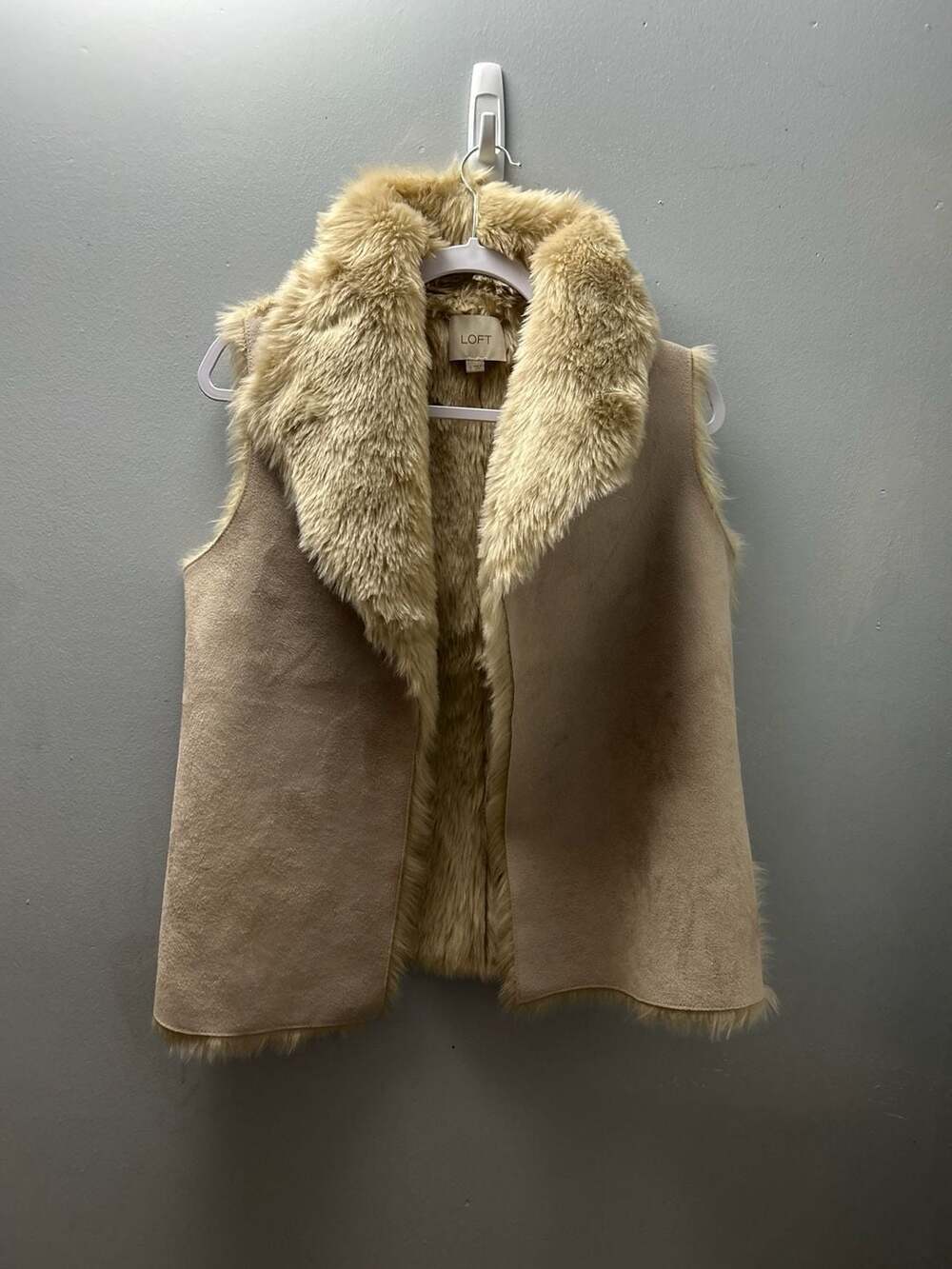 LOFT Reversible Faux Fur and Suede Open Front Vest
